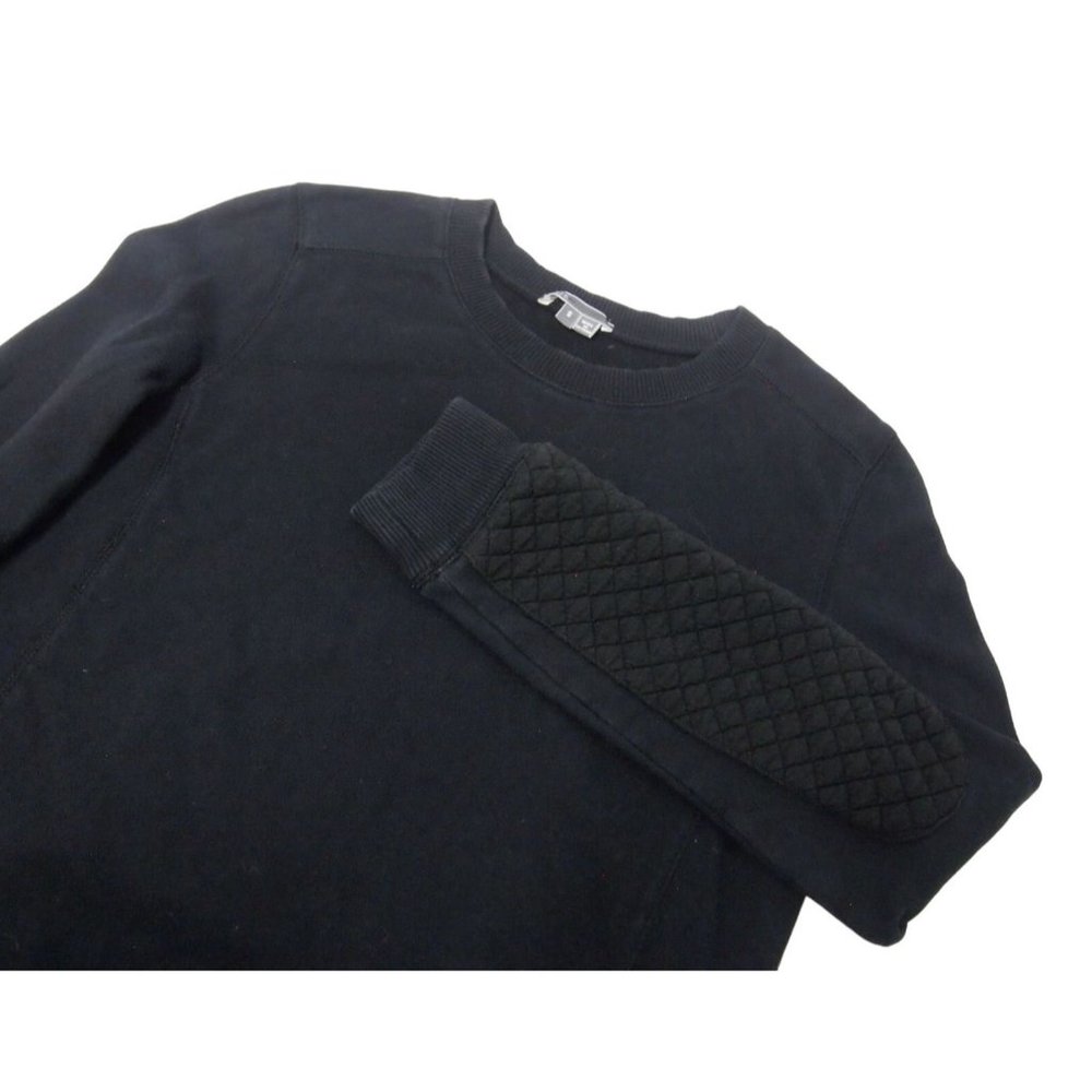 Vince Womens Quilted Elbow Pads Black Sweatshirt S Crewneck Pullover Cotton